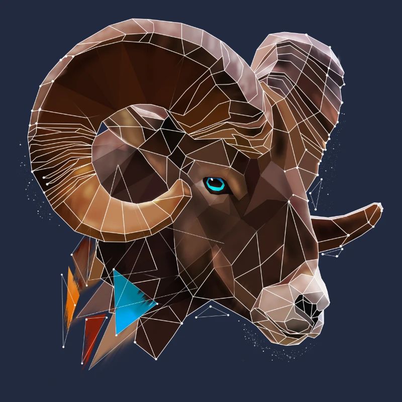 Cool Low Poly Bélier | Signe du zodiaque | Triangle