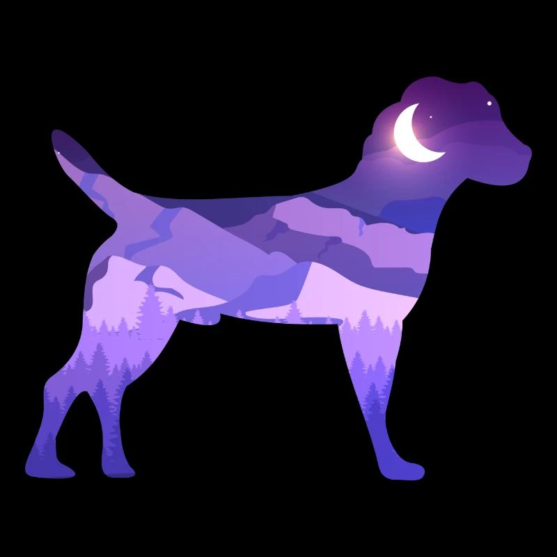 Heideterrier Mond Berge Silhouette Purple Vektor