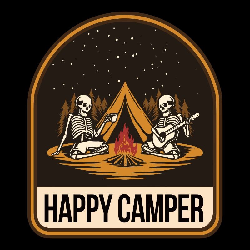 Happy Camper Skeleton Tente de feu de camp
