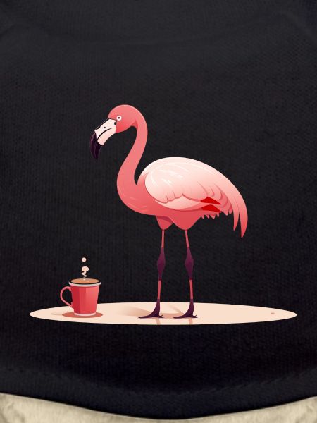 Flamingo trinkt Kaffee