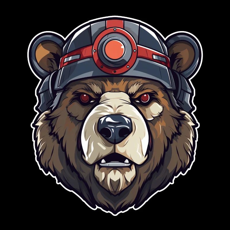 Ours avec casque ours portrait
