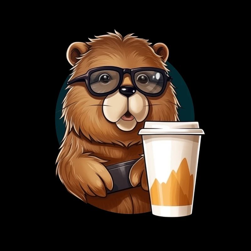 Capibara drinks coffee
