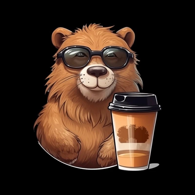 Capibara drinks coffee