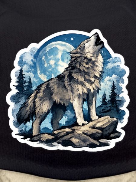 Wolf Singing Under the Moon