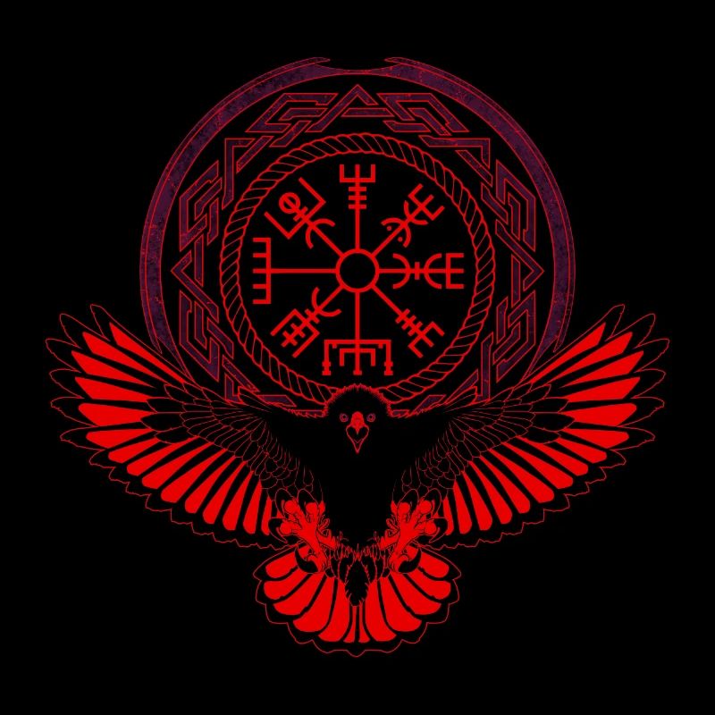 Adler mit Vegvisir Symbol