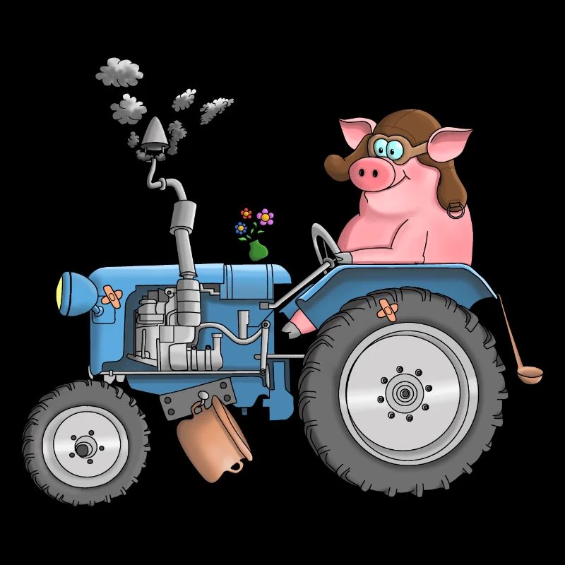 Ulkiges Schwein auf Traktor
