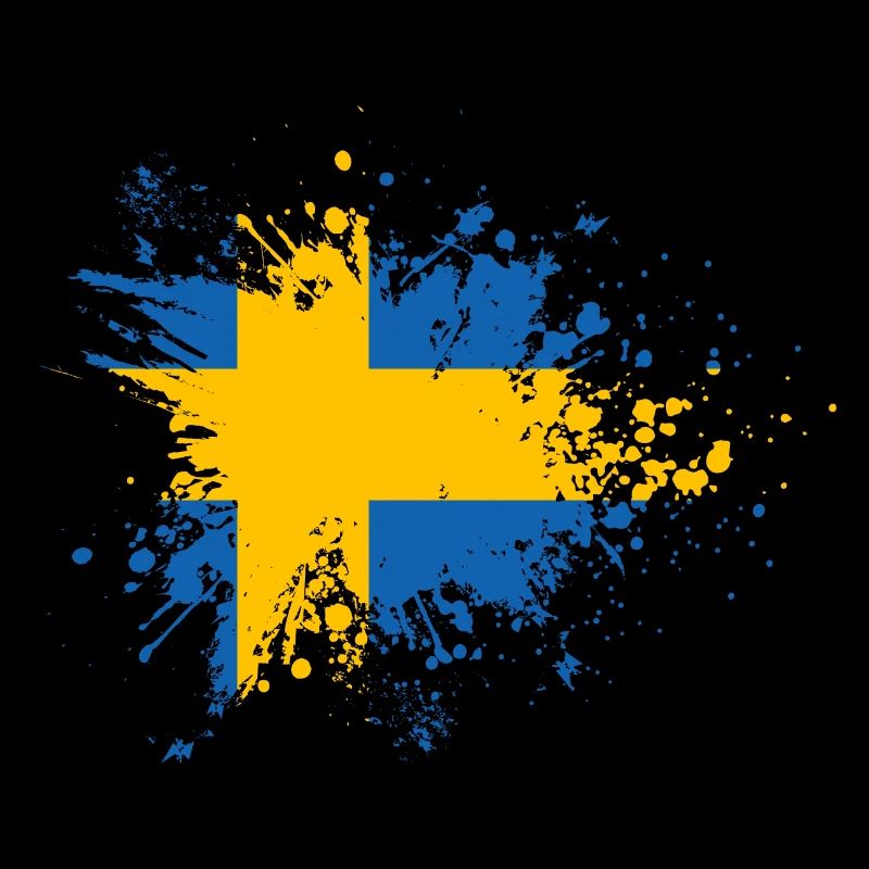 Suède Drapeau Éclaboussures de couleur Scandinavie Klecks
