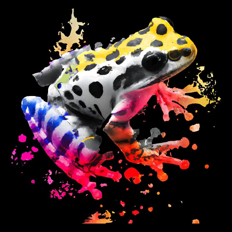 Bunter Frosch mit Farbspritzern