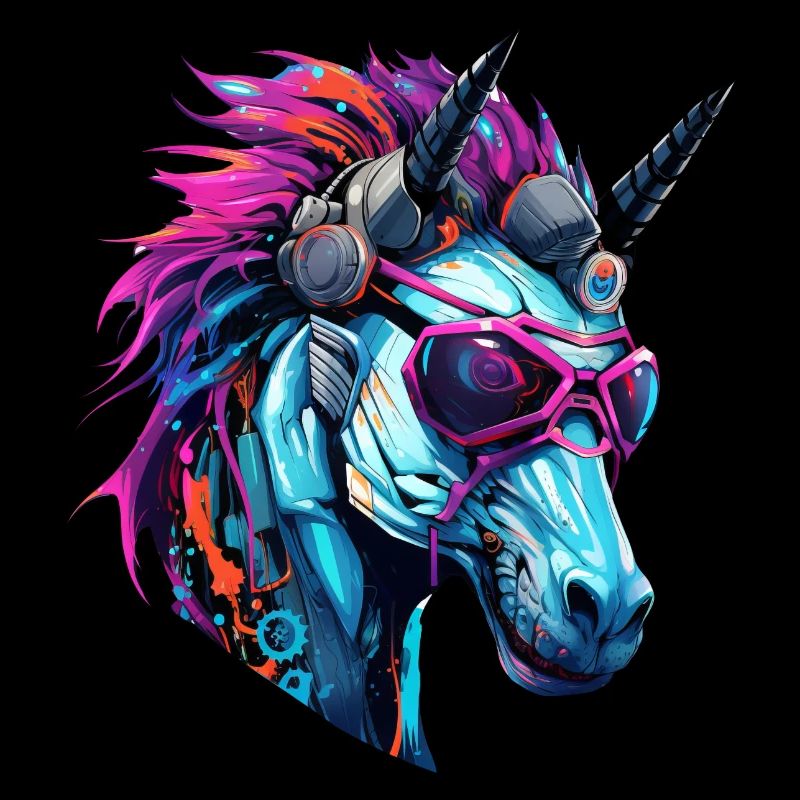 Licorne cool à deux cornes - style cyberpunk