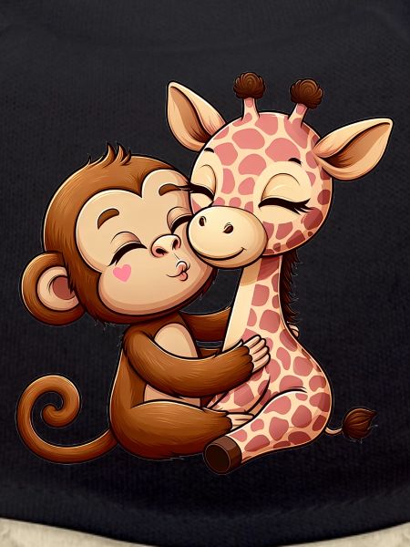 Singe Câlin Et Girafe Amoureuse