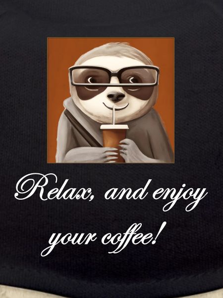 Sloth drinking coffee.