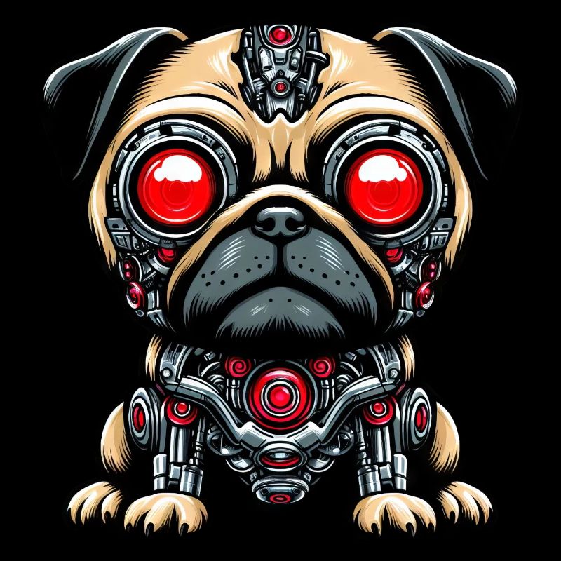 Carlin Cyborg Robot Yeux Rouges