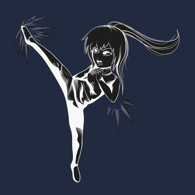 Chibi Girl mit kick - white