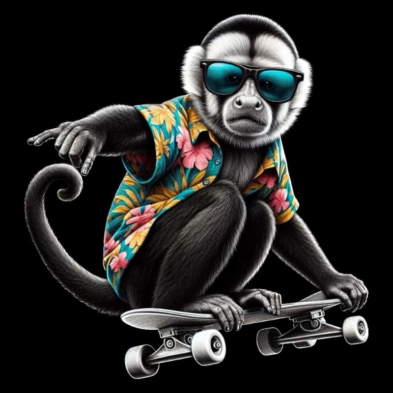 Ein cooler Affe auf einem Skateboard