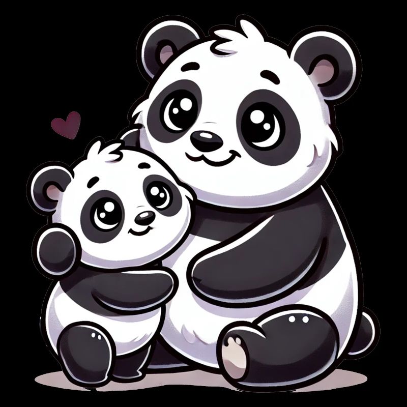 Parent panda aimant avec enfant