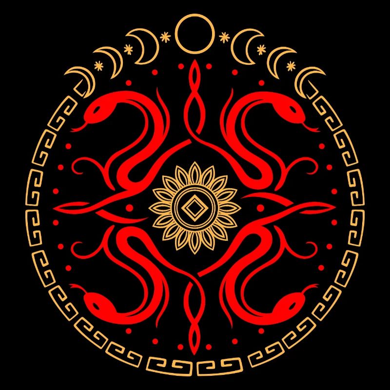 Schlangen Rad mit Mondphasen