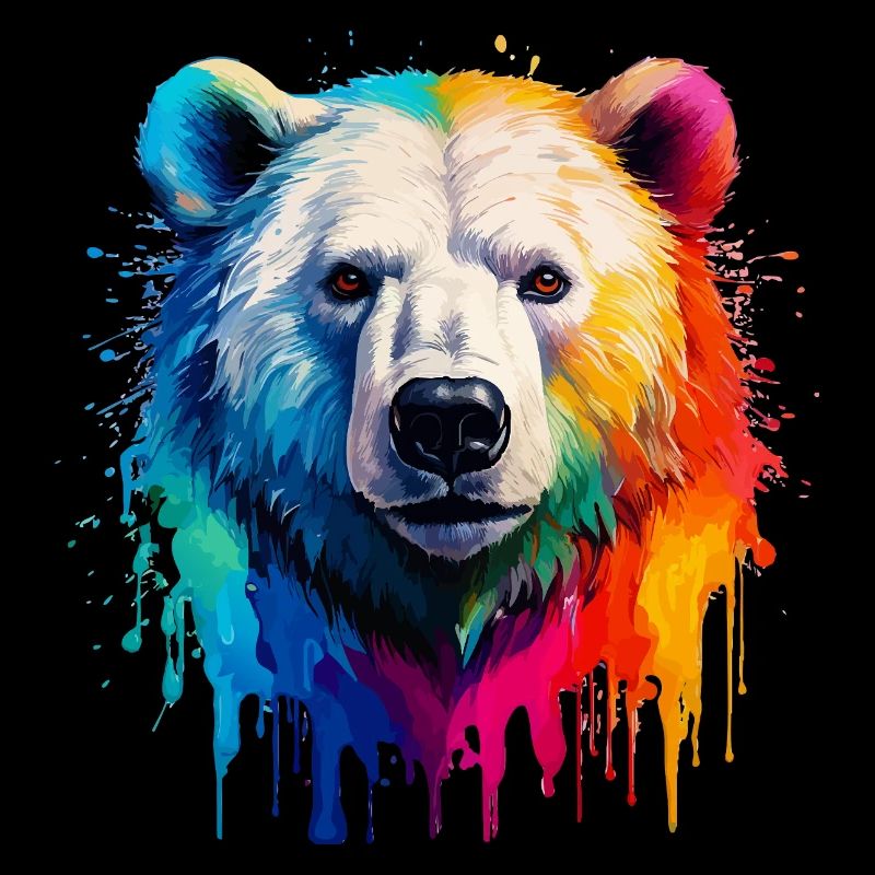 Colorful Polar Bear Head with Gradient