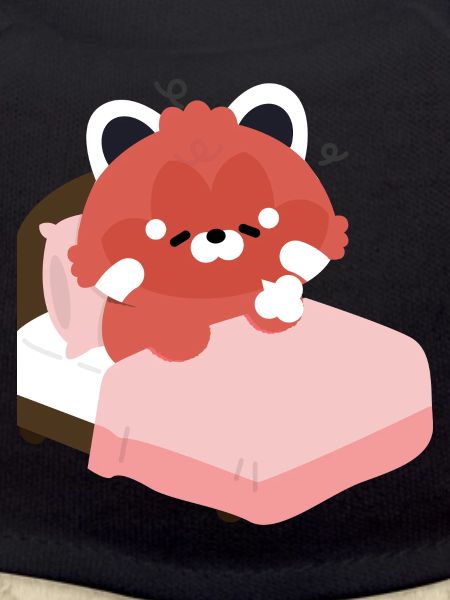 Tired Red Panda on Bed