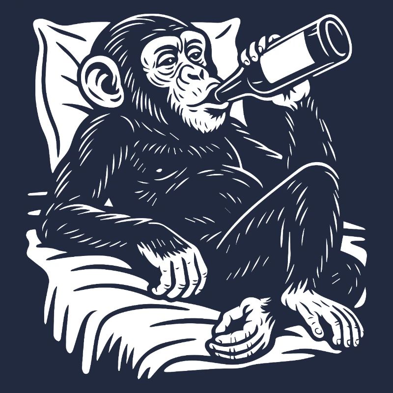 Cheeky Chimp schlürft Bier