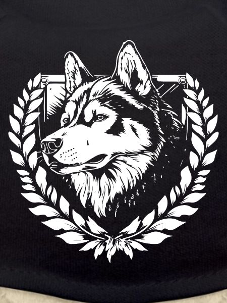 Husky in a laurel wreath