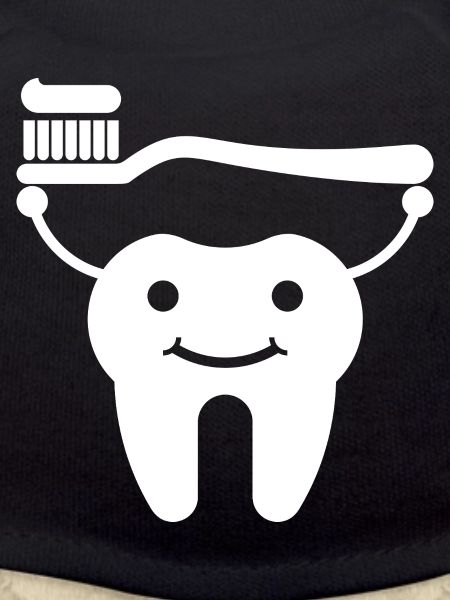 Tooth with toothbrush and toothpaste