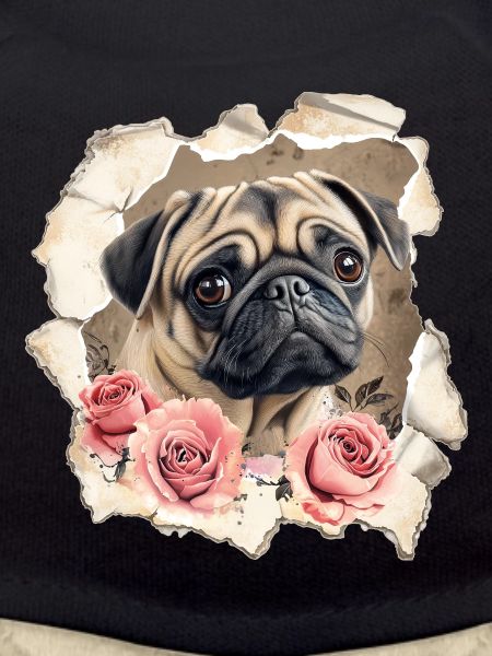 Pug with roses