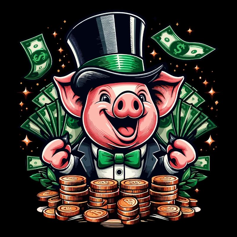 COCHON CHANCEUX JACKPOT ARGENT RICHE PROSPÉRITÉ VERT