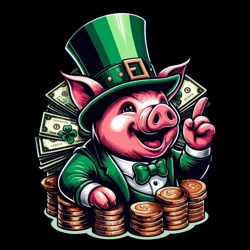 COCHON CHANCEUX JACKPOT ARGENT RICHE PROSPÉRITÉ VERT