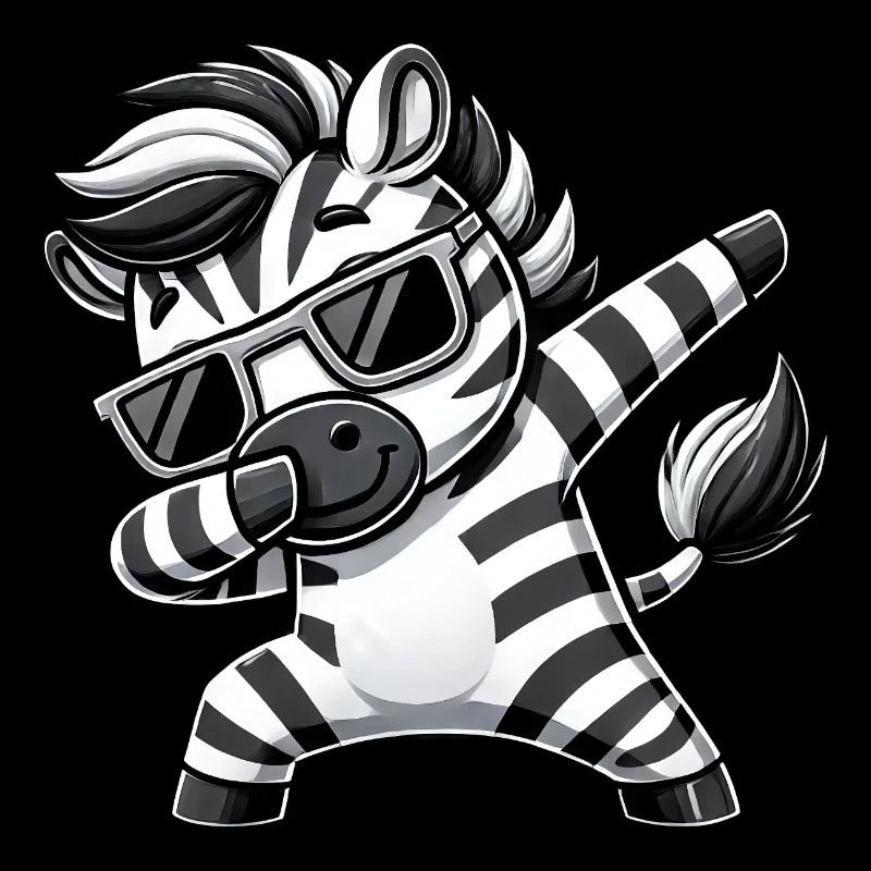 Cool Zebra Dab Dessin animé avec des lunettes de soleil