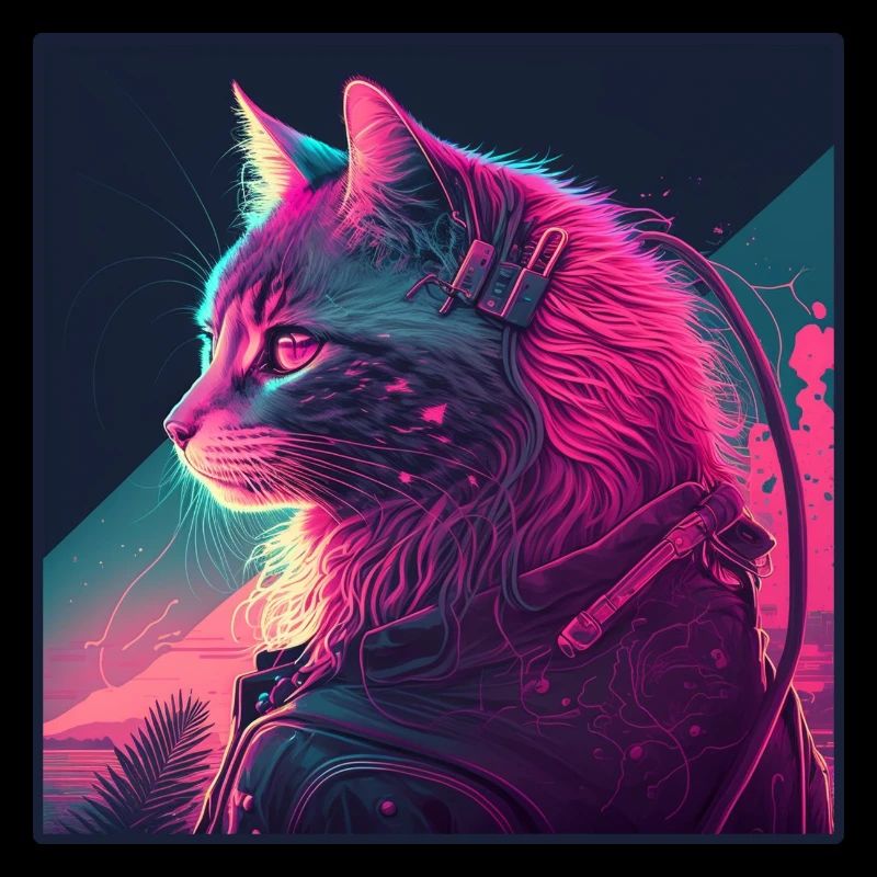 Cat Vaporwave Esthétique Rétro