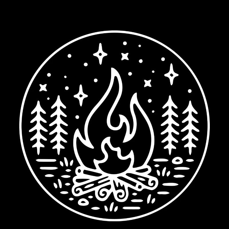 Lagerfeuer und Sterne Geschenk Idee weiss