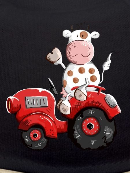 Kuh fährt Traktor