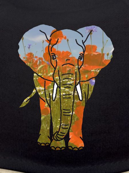 Elefant, Mohnblumen