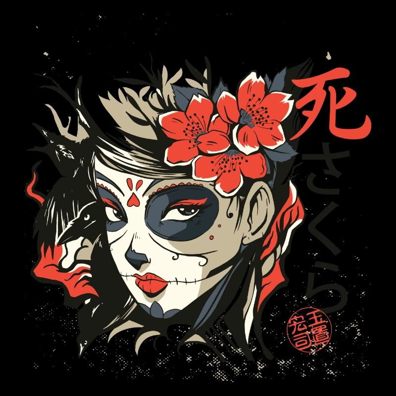 japonais Damon Anime face Skull devil oni T Shirt