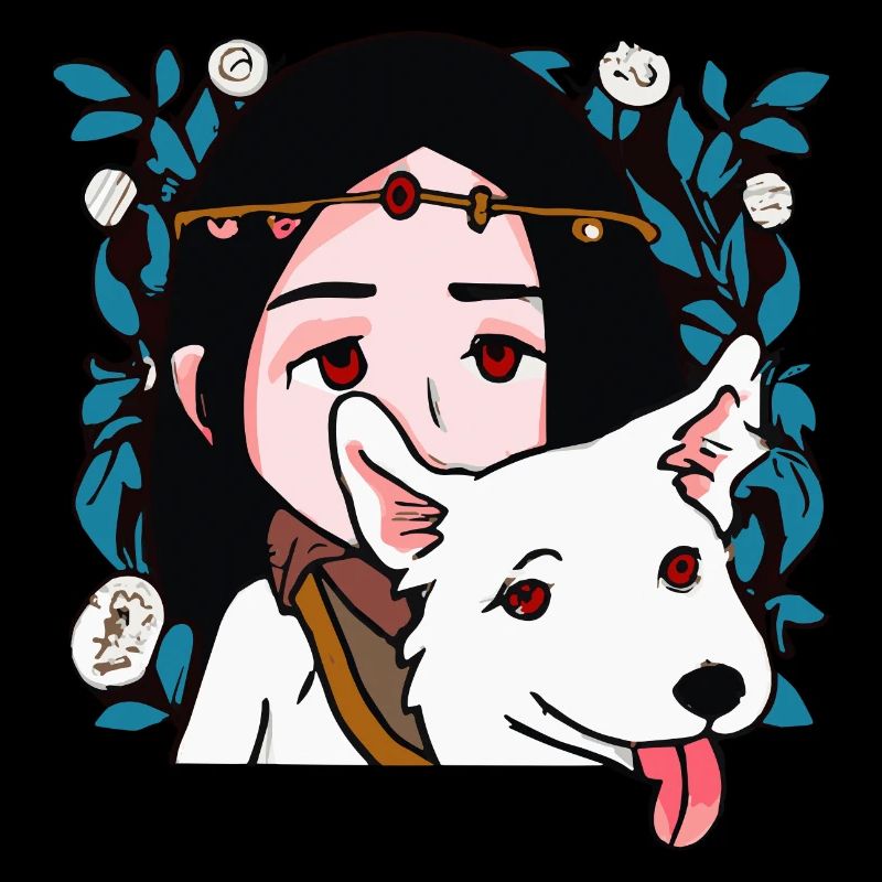Fille avec chien collie blanc Chiot