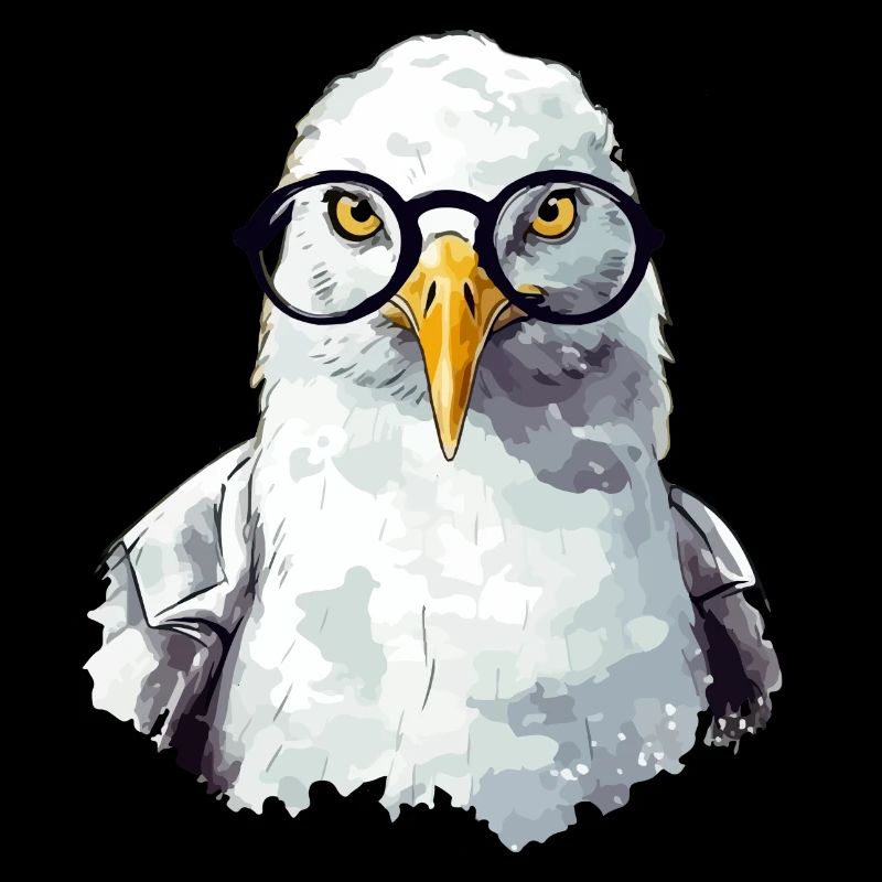 Miki the seagull with glasses