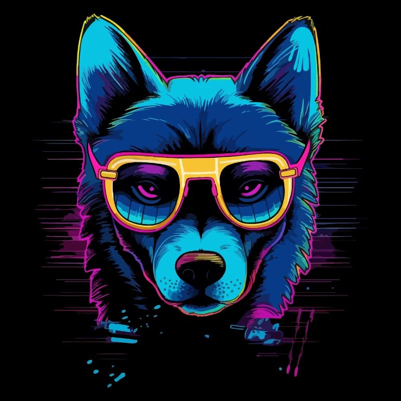 Chien néon pour noir