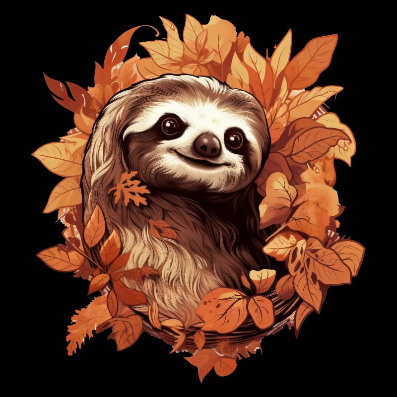Faultier Herbst bunte Blätter herbstlich