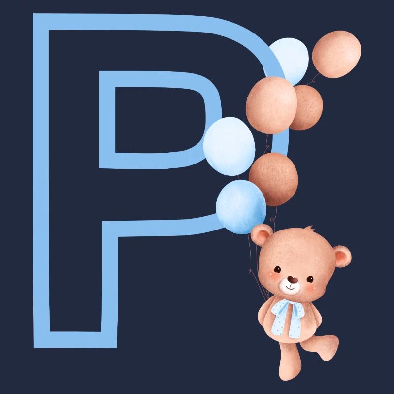 Blauer Buchstabe P Bär