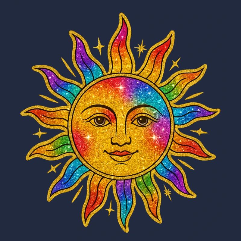Sonne im Regenbogen-Glitzer