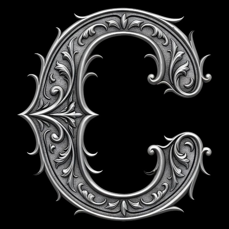 der Buchstabe C Silber Metallic Ornament