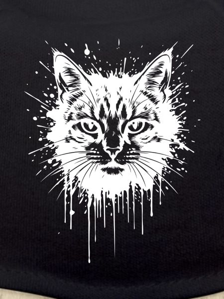 Cat Head Splash Tattoo White