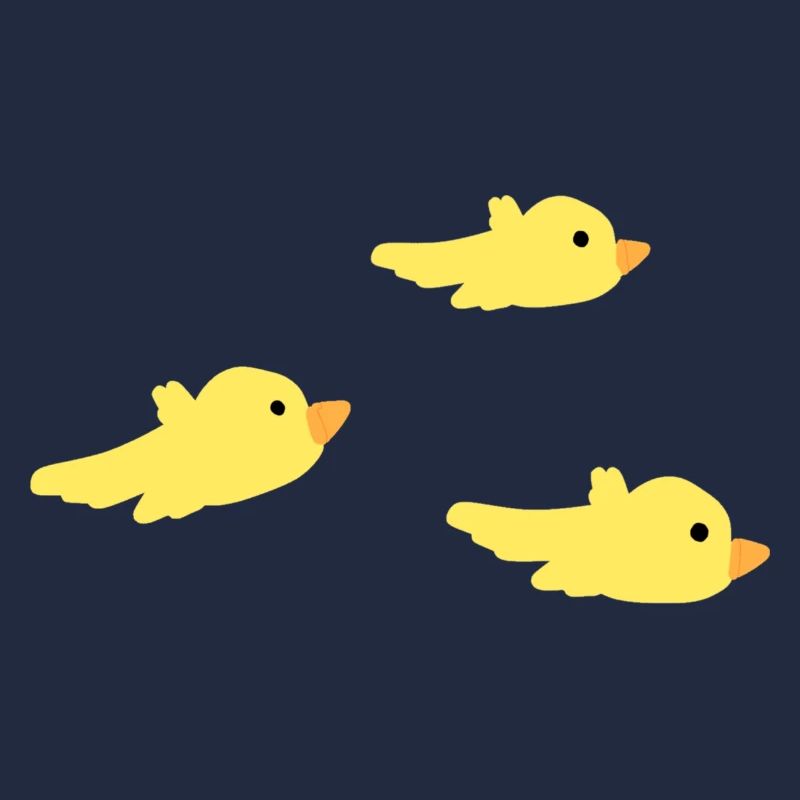 trois oiseaux symbole jaune mouche