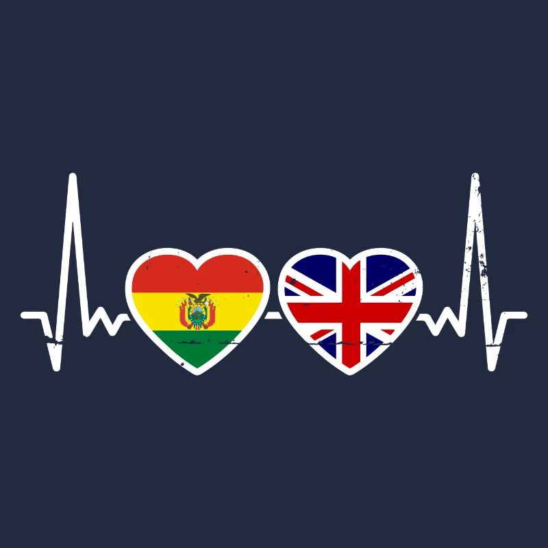 Bolivia Great Britain Heartbeat Flag