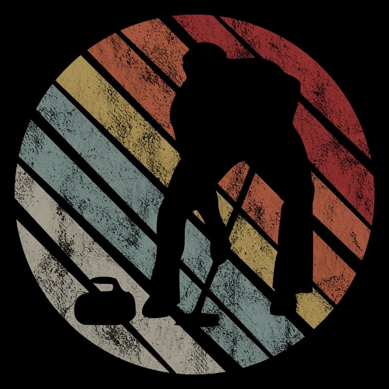 Eis Curling Curler Eisstockschießen Retro Geschenk