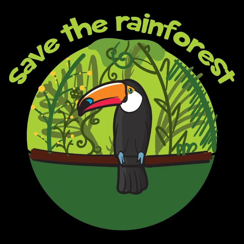 Toucan bird as a symbol for saving the rainforest