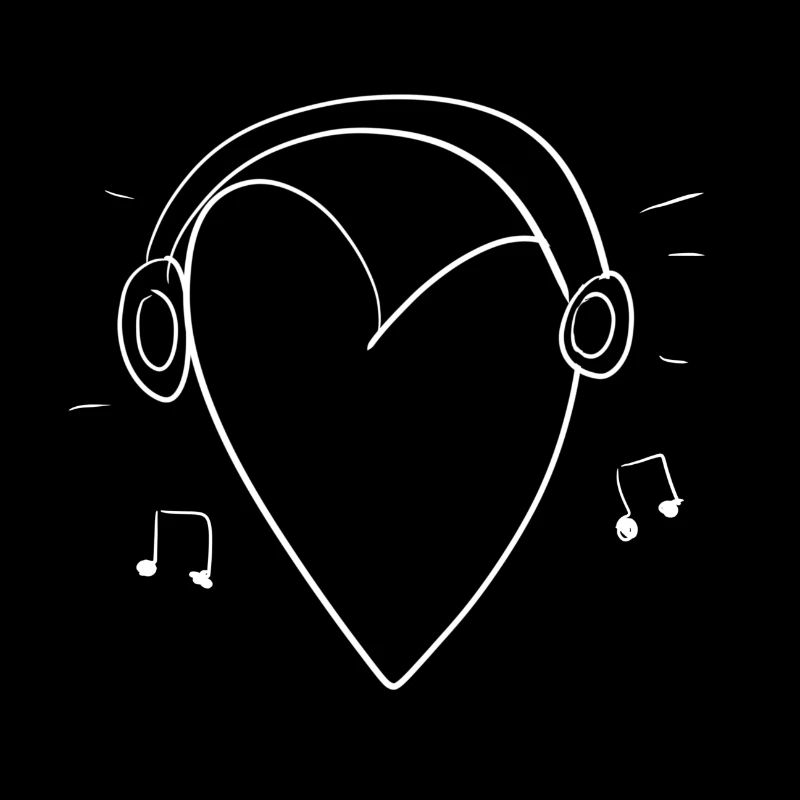 cartoon herz kopfhörer musik symbol