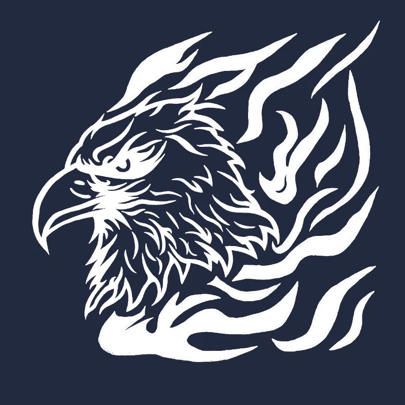 Eagle Head with Flame Tattoo Style