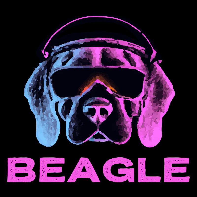 Beagle Synthwave 90s Dog Gift Rétro