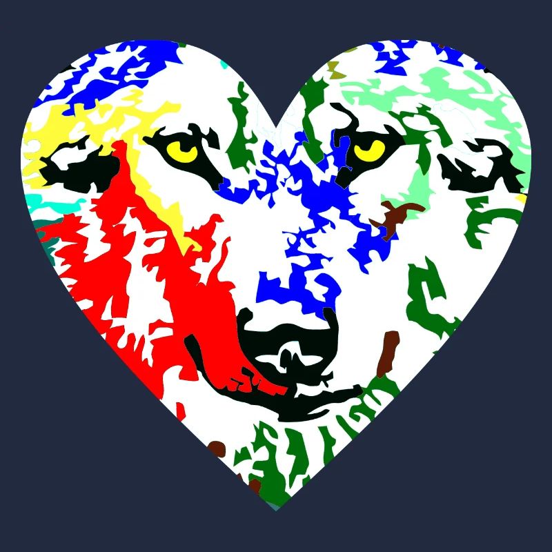 Herz Wolf bunt